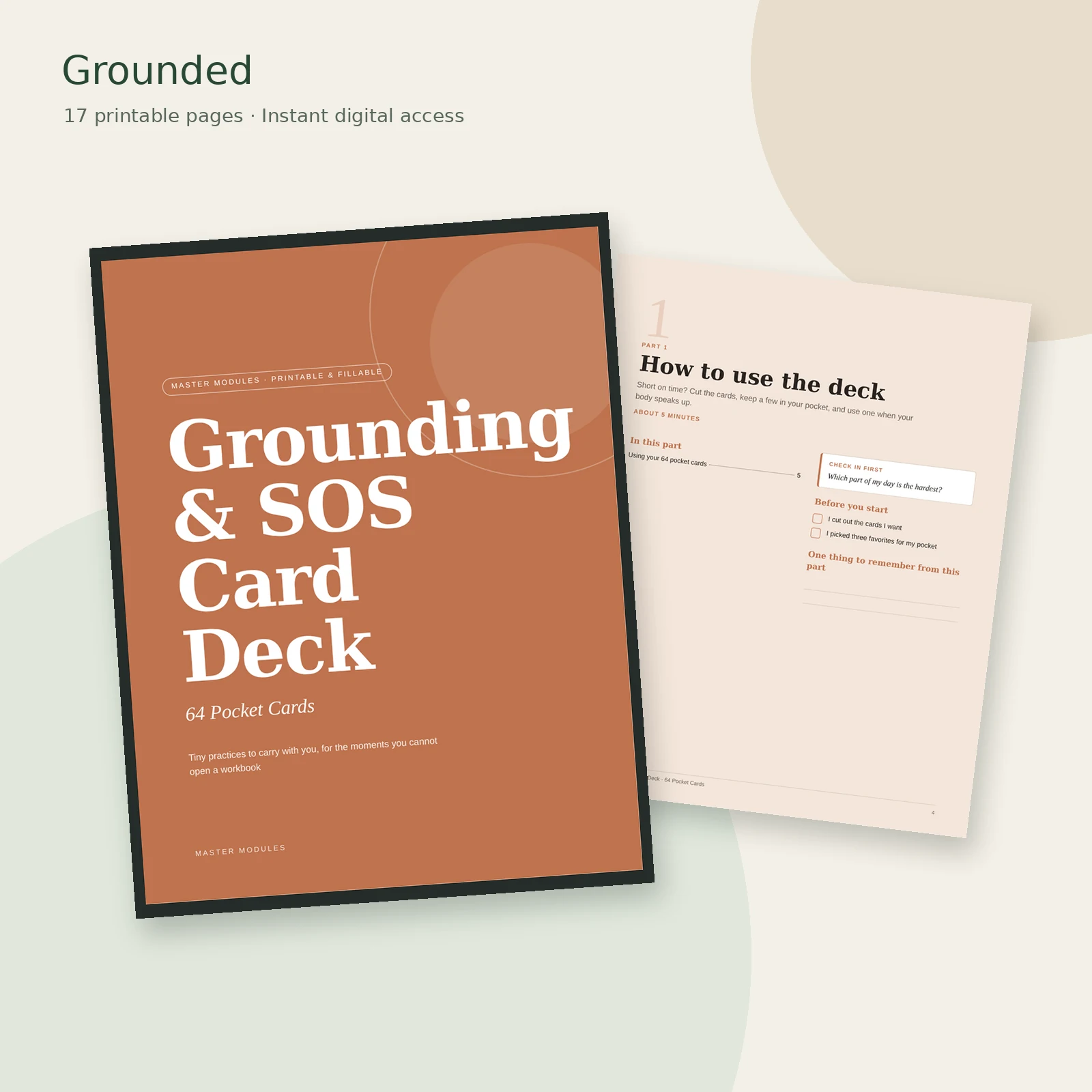 Grounding and SOS pocket card deck for anxiety